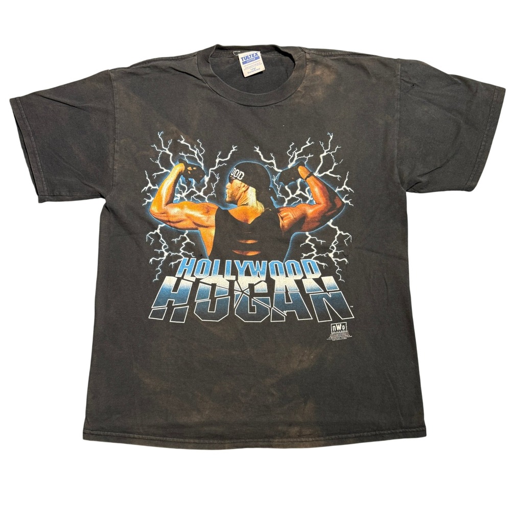 Vintage 1998 Hollywood Hogan nWo Wrestling T-Shirt Tultex Faded Black Large L
